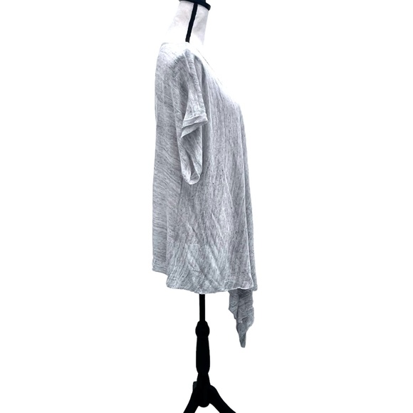 PURE DKNY GRAY MARLED LINEN SHORT SLEEVE MULTIWAY DRAPE FRONT OPEN CARDIGAN - Picture 10 of 14
